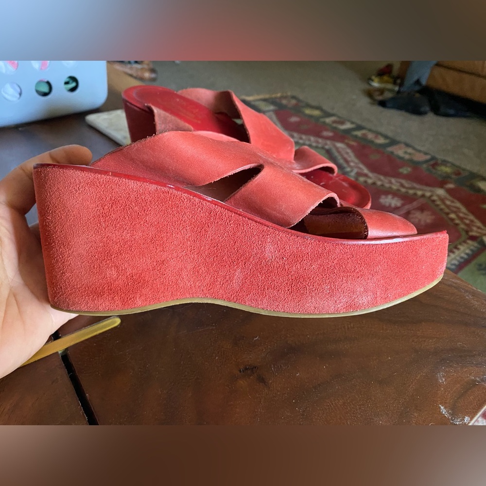 Red Kork-Ease Lana Platform Wedge Comfy Leather and Suede Women’s Show Size 8.5